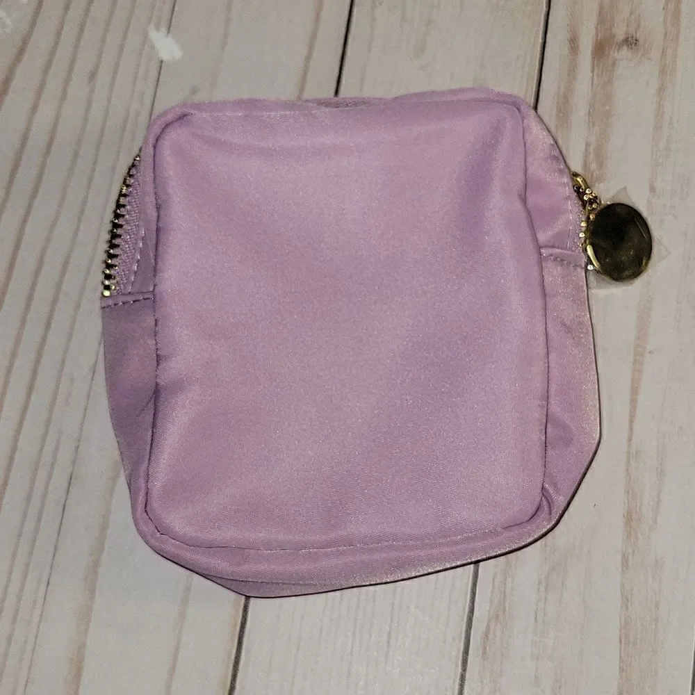PINK LILY BOUTIQUE Heart Purple Patch Mini Travel Cosmetic Jewelry Pouch Bag